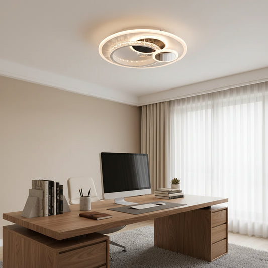 Lustra LED cu cristal HELIOX, 37W, 4 Cercuri, lumina Rece/Calda/Neutra, Negru