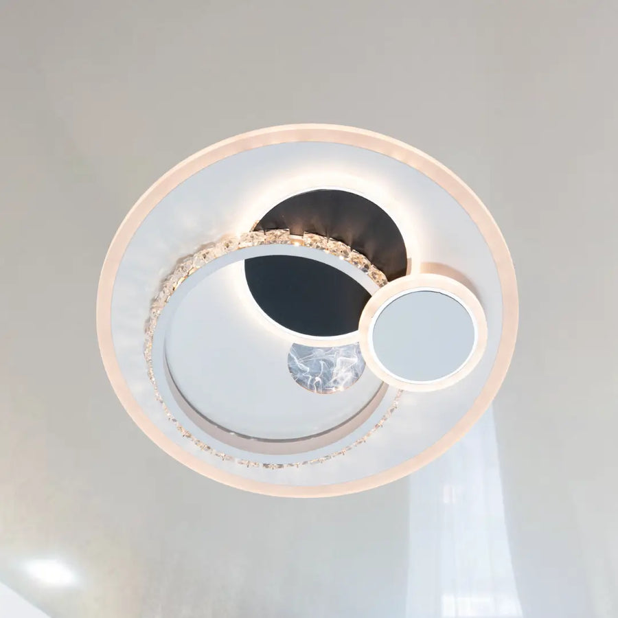 Lustra LED cu cristal HELIOX, 43W, 4 Cercuri, lumina Rece/Calda/Neutra, Alb