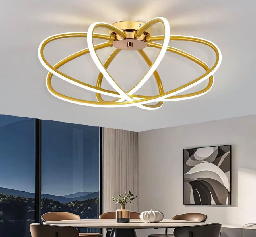 Lustra LED cu Telecomanda LT770/500GD, 45W, Lumina Calda/Rece/Neutra 3000K/4000K/6000K, Dimabila, Aurium Metal