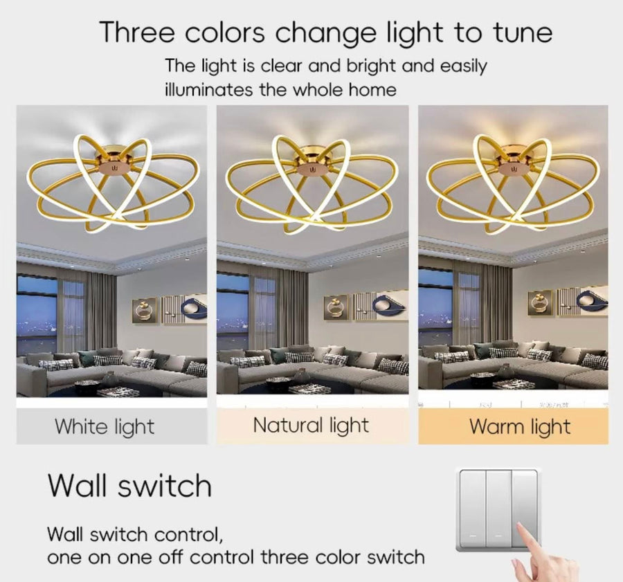 Lustra LED cu Telecomanda LT770/500GD, 45W, Lumina Calda/Rece/Neutra 3000K/4000K/6000K, Dimabila, Aurium Metal