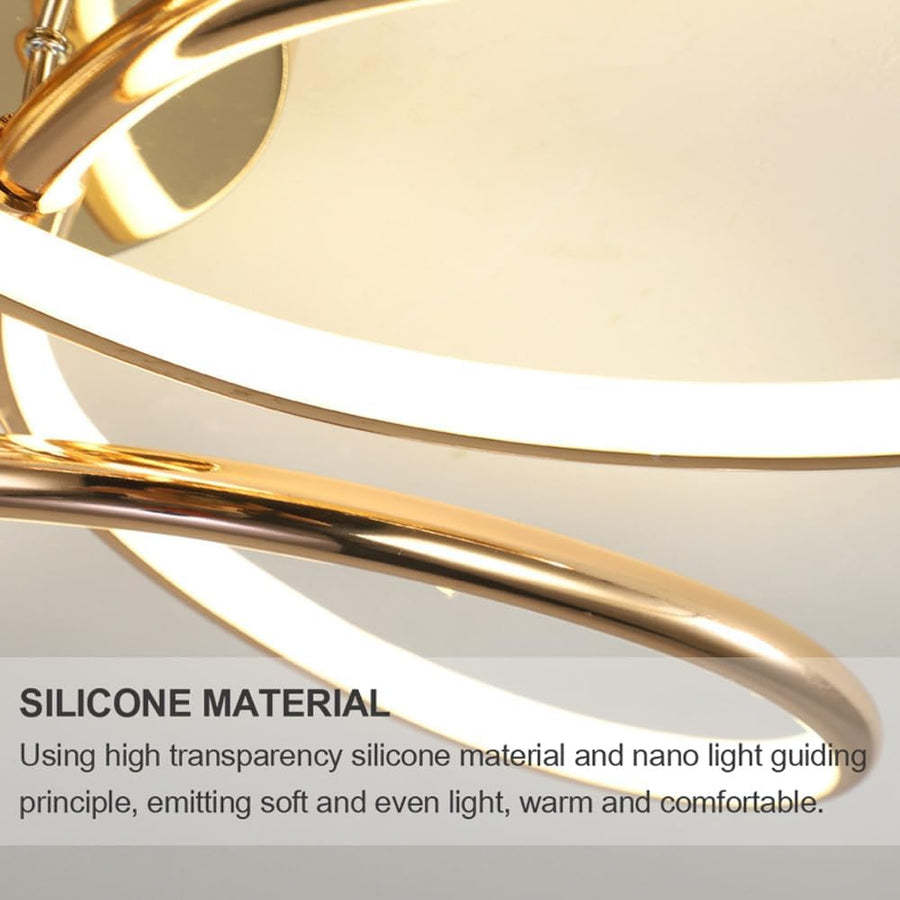 Lustra LED cu Telecomanda LT771/500GD, 25W, Lumina Calda/Rece/Neutra 3000K/4000K/6000K, Dimabila, Auriu, Metal si Silicon