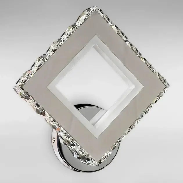 Aplica LED AP2881 cu Cristale, Patrat, 23.4W, Lumina Rece/Calda/Neutra, Crom Lucios