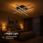 Lustra LED cu Telecomanda LINEX, 81W, 6 Elemente, Liniara, lumina Rece/Calda/Neutra, Dimabila, Negru
