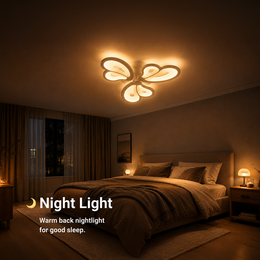 Lustra LED cu telecomanda BLOSSOM 40W, 3 Petale, lumina Rece/Calda/Neutra, Dimabila, Alb