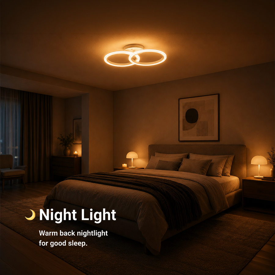 Lustra LED cu telecomanda BETTY 27W, 2 Cercuri, lumina Rece/Calda/Neutra, Dimabila, Alb