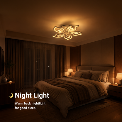 Lustra LED cu telecomanda GLORIOSA 95W, 5 Petale, lumina Rece/Calda/Neutra, Dimabila, Alb