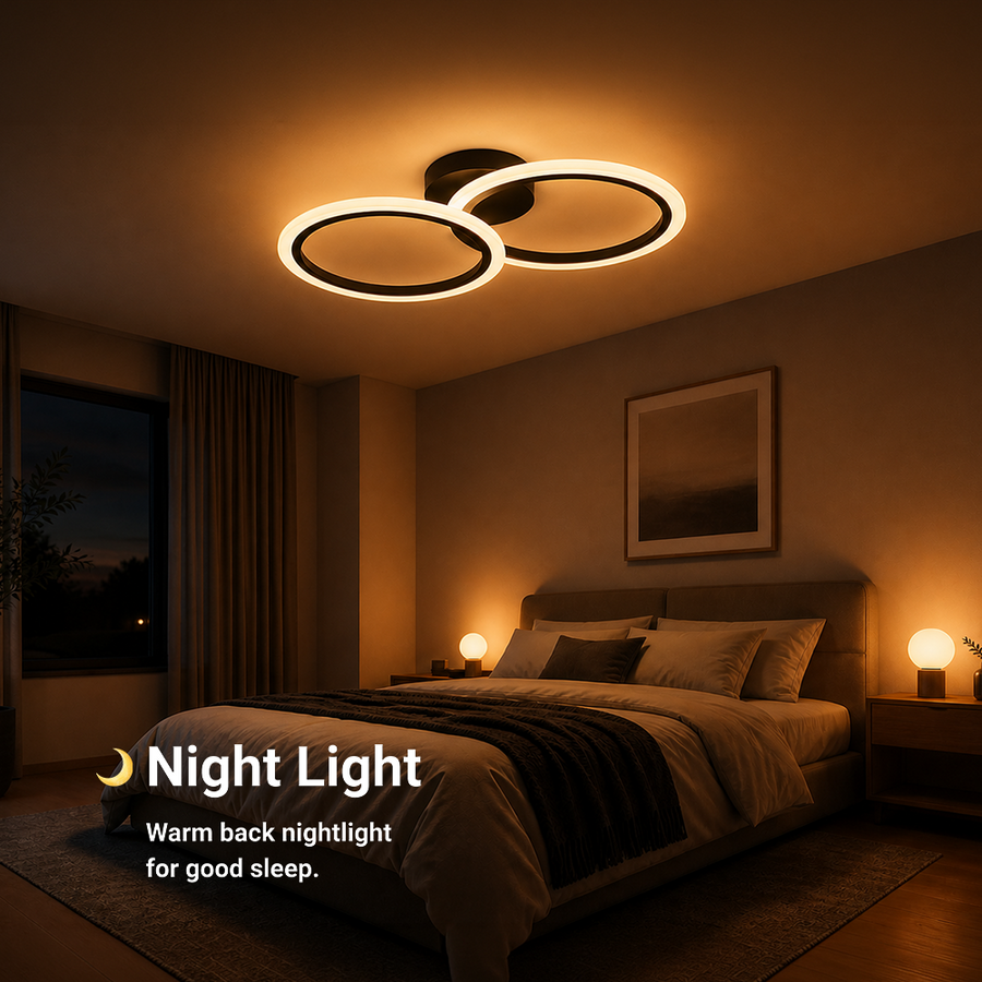Lustra LED cu telecomanda BETTY 27W, 2 Cercuri, lumina Rece/Calda/Neutra, Dimabila, Negru