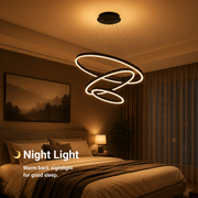 Lustra LED suspendata cu telecomanda CASIANA 85W, 3 Cercuri, lumina Rece/Calda/Neutra, Dimabila, Negru, Inaltime Reglabila