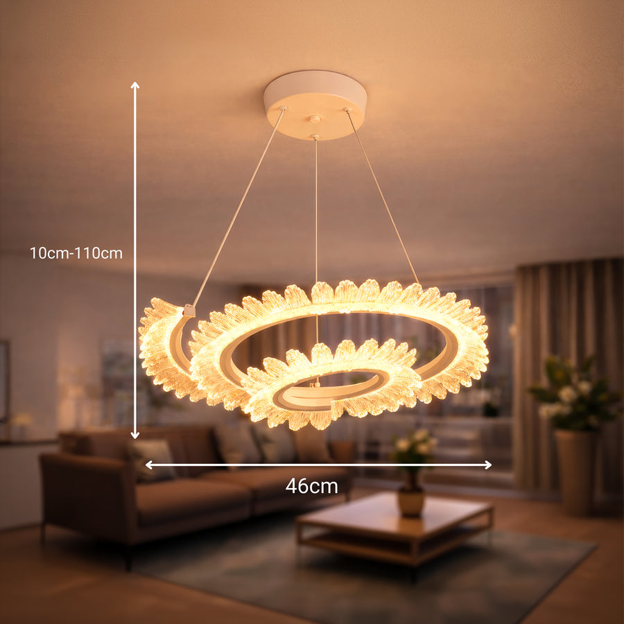 Lustra LED cu Telecomanda  LT188WH, Cristal si Metal, 40W, Dimabila, Inaltime Reglabila, Lumina Rece/Calda/Neutra, Iluminat Luxos