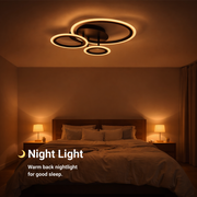 Lustra LED cu telecomanda BETTY 40W, 3 Cercuri, lumina Rece/Calda/Neutra, Dimabila, Negru