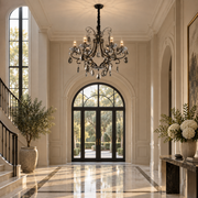 Candelabru Cristal BARO Regalis, Φ80cm, 8xE14, Inaltime Reglabila, Metal si Cristal, Negru