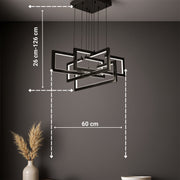 Lustra LED cu telecomanda ,Suspendata 96W, 4 Elemente, lumina Rece/Calda/Neutra, Dimabila, Inaltime Reglabila, Negru