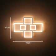 Lustra LED cu telecomanda ELLA 119W, 6 Patrate, lumina Rece/Calda/Neutra, Dimabila, Alb