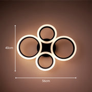 Lustra LED cu telecomanda BETTY 43W, 4 Cercuri, lumina Rece/Calda/Neutra, Dimabila, Negru