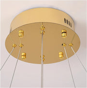 Lustra LED cu Telecomanda, LLC132/300GD, Cristal si Metal, 37W, 2 Cerc, Dimabila, 3000K/4000K/6000K, Iluminat Luxos