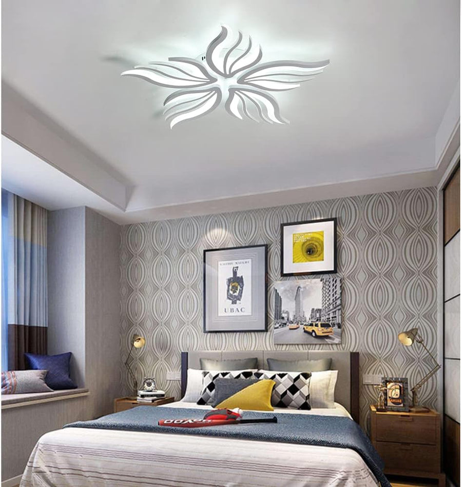 Lustra LED cu telecomanda SAKURA 60W, 5 Petale, lumina Rece/Calda/Neutra, Dimabila, Alb