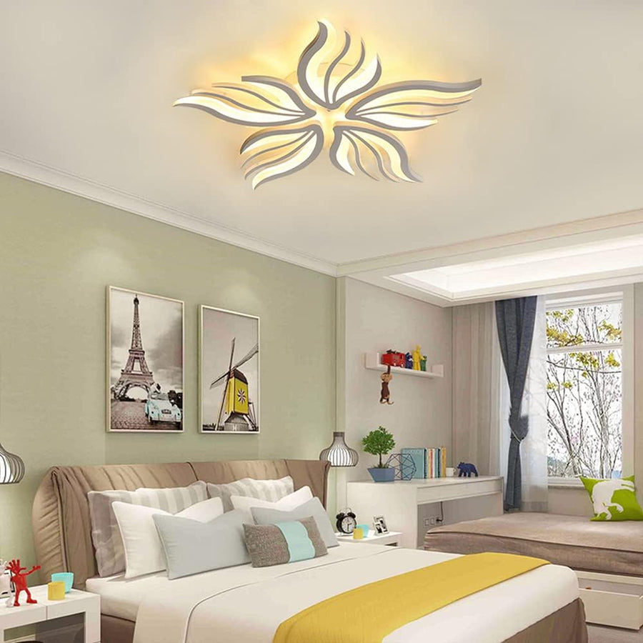 Lustra LED cu telecomanda SAKURA 60W, 5 Petale, lumina Rece/Calda/Neutra, Dimabila, Alb