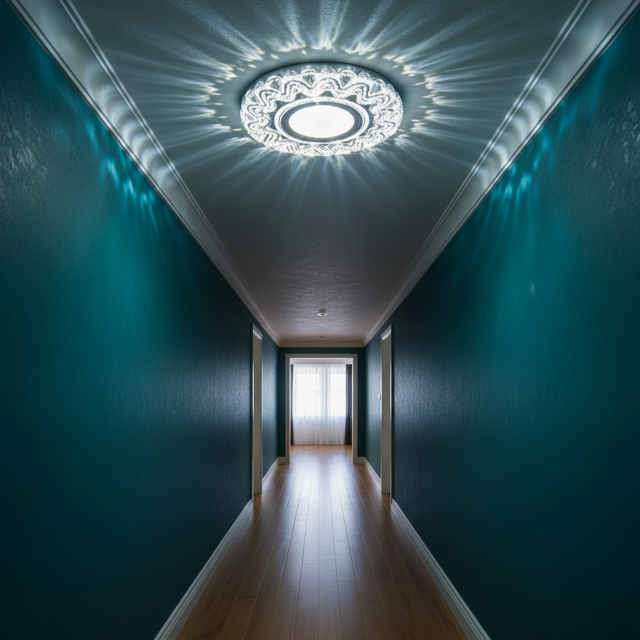 Spot LED ORBITA, 5W, Rotund, Lumina Rece + RGB, Alb, Rasina si Sticla