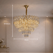 Candelabru Cristal WINDSOR Eleganza 8x E14, Diametru 39cm, Auriu Lucios, Inaltime Reglabila, Metal si Cristal