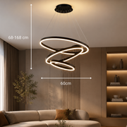 Lustra LED suspendata cu telecomanda CASIANA 85W, 3 Cercuri, lumina Rece/Calda/Neutra, Dimabila, Negru, Inaltime Reglabila