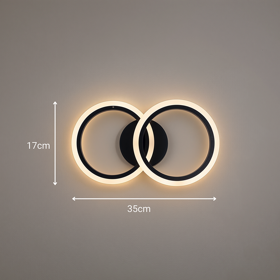Lustra LED cu telecomanda BETTY 27W, 2 Cercuri, lumina Rece/Calda/Neutra, Dimabila, Negru