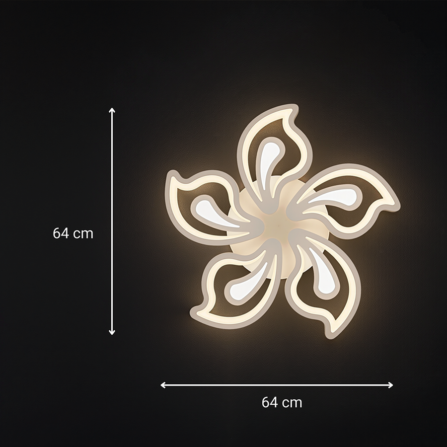 Lustra LED cu telecomanda LILY 86W, 5 Elemente, lumina Rece/Calda/Neutra, Dimabila, Alb