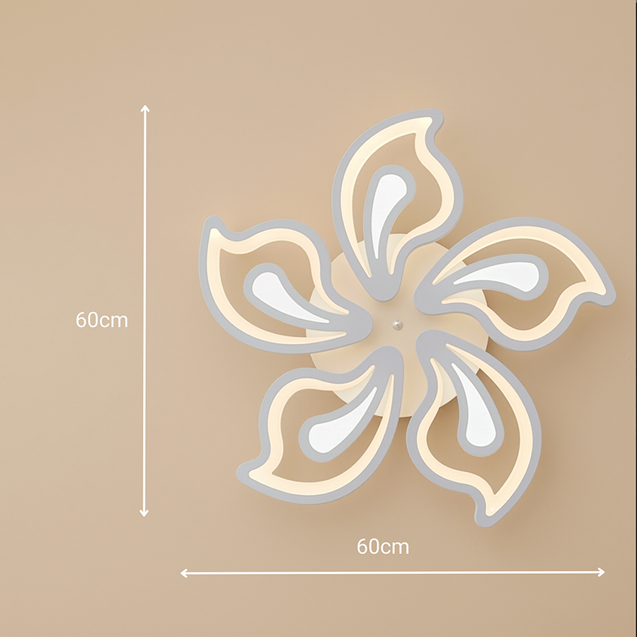 Lustra LED cu telecomanda GLORIOSA 95W, 5 Petale, lumina Rece/Calda/Neutra, Dimabila, Alb