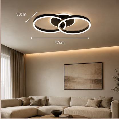 Lustra LED cu telecomanda RIGA LILITH 34W, 2 Cercuri, lumina Rece/Calda/Neutra, Dimabila, Negru