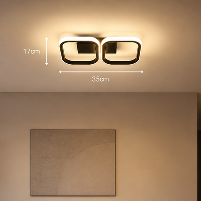 Lustra LED VERTEX 21W, 2 Patrate, Liniara, lumina Rece/Calda/Neutra, Neagra