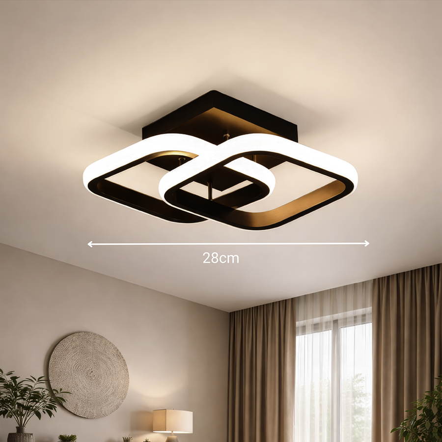 Lustra LED VERTEX Matrix Romburi Suprapuse, Rame Metalice, 24W, 2 Romburi, Lumina Rece/Calda/Neutra 3000K/4000K/6000K, Negru, Metal si Silicon