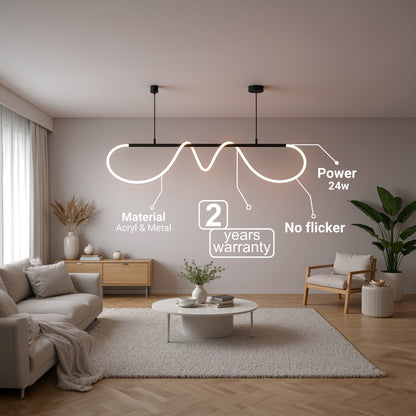 Lustra LED DIVINO cu Tub Silicon Flexibil – 24W, Lumina Reglabila, Negru Mat