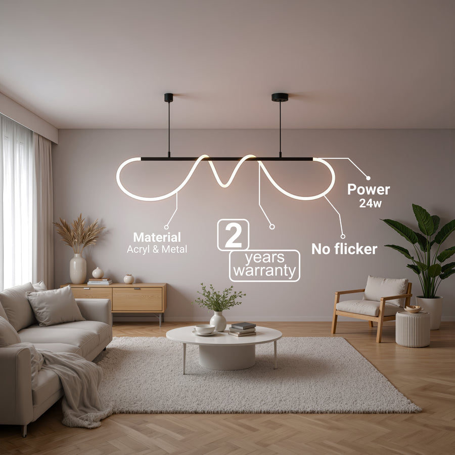 Lustra LED DIVINO cu Tub Silicon Flexibil – 24W, Lumina Reglabila, Negru Mat