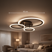 Lustra LED cu telecomanda BETTY 40W, 3 Cercuri, lumina Rece/Calda/Neutra, Dimabila, Negru
