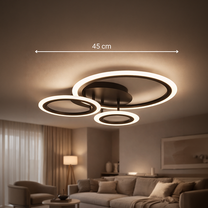 Lustra LED cu telecomanda BETTY 40W, 3 Cercuri, lumina Rece/Calda/Neutra, Dimabila, Negru