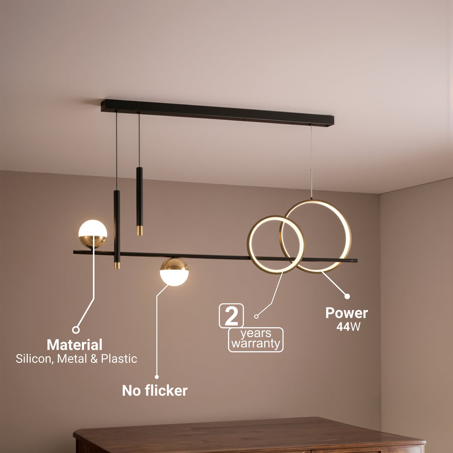 Lustra LED suspendata cu telecomanda DAMARA 44W, lumina Rece/Calda/Neutra, Dimabila, Negru, Inaltime Reglabila