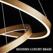 Lustra LED Suspendata, ANINA, 34W, 1 Cerc, Diametru 49cm, Lumina Rece/Calda/Neutra 3000K/4000K/6000K, Dimabila, Auriu Lucios Alb, Inaltime Reglabila, Metal si Acril