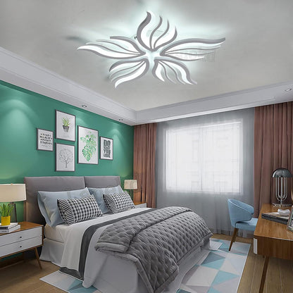 Lustra LED cu telecomanda SAKURA 60W, 5 Petale, lumina Rece/Calda/Neutra, Dimabila, Alb