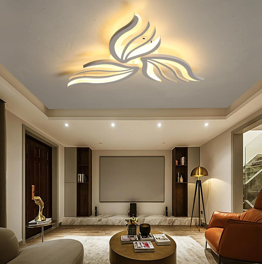 Lustra LED cu telecomanda SAKURA 37W, 3 Petale, lumina Rece/Calda/Neutra, Dimabila, Alb