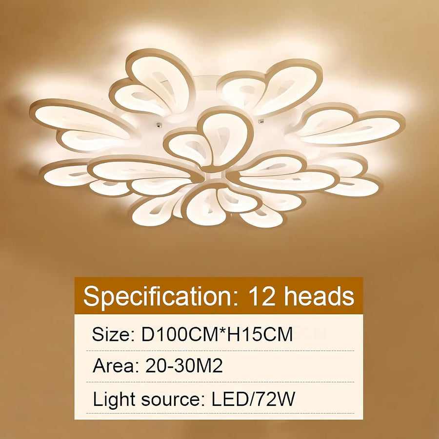 Lustra LED cu telecomanda BLOSSOM 146W, 12 Petale, lumina Rece/Calda/Neutra 3000k/4000k/6000k, Dimabila, Alb