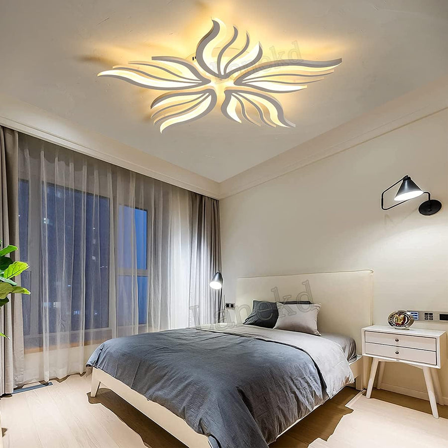 Lustra LED cu telecomanda SAKURA 60W, 5 Petale, lumina Rece/Calda/Neutra, Dimabila, Alb