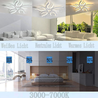 Lustra LED cu telecomanda SAKURA 60W, 5 Petale, lumina Rece/Calda/Neutra, Dimabila, Alb