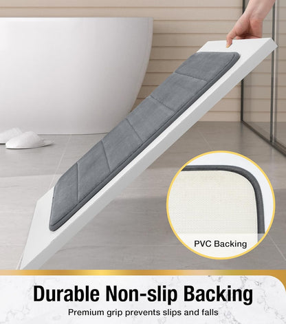 Covorase de Baie, 80x50 cm / 50x40 cm, Gri, Antiderapant, Absorbant, Set 2 bucati