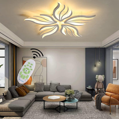 Lustra LED cu telecomanda SAKURA 60W, 5 Petale, lumina Rece/Calda/Neutra, Dimabila, Alb