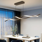 Lustra LED Suspendata cu Telecomanda, FLUX, 27W, 115cm, Lumina Rece/Calda/Neutra 3000K/4000K/6000K, Dimabila, Negru, Inaltime Reglabila, Metal si Silicon