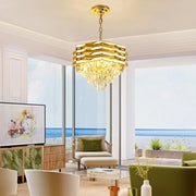 Candelabru Cristal HEXA Ø30cm 3xE14 Auriu Inaltime Reglabila