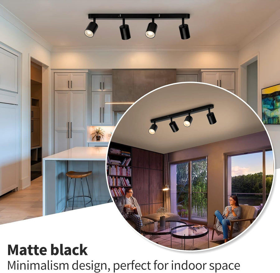 Lustra Clasica Moderna, LC500/4BK cu Proiector Liniar, 4XGU10, Metal, Negru