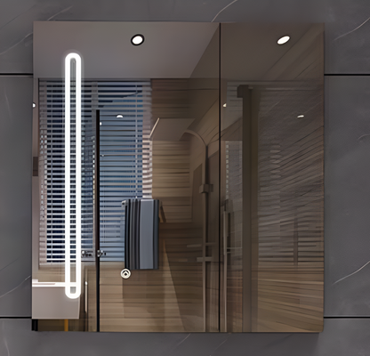 Oglinda LED cu Dulap PLANO 80x70 cm Alb  Senzor Touch si Depozitare