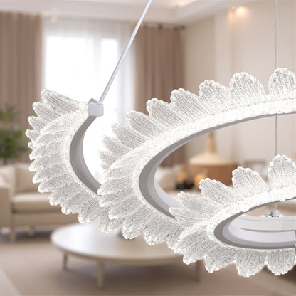 Lustra LED cu Telecomanda  LT188WH, Cristal si Metal, 40W, Dimabila, Inaltime Reglabila, Lumina Rece/Calda/Neutra, Iluminat Luxos