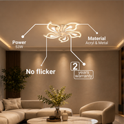 Lustra LED cu telecomanda GLORIOSA 95W, 5 Petale, lumina Rece/Calda/Neutra, Dimabila, Alb
