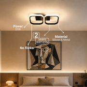 Lustra LED VERTEX 21W, 2 Patrate, Liniara, lumina Rece/Calda/Neutra, Neagra